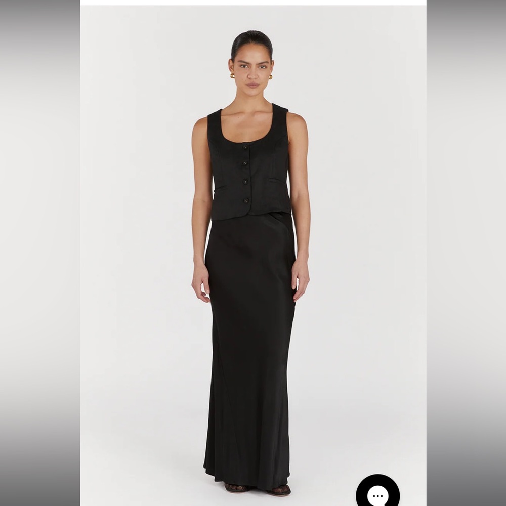 DISSH CHARLI BLACK SATIN MAXI SKIRT